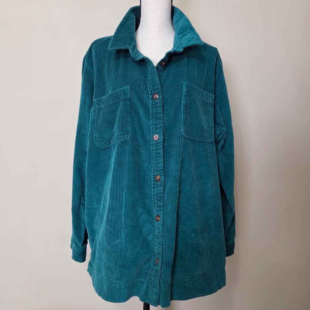 L.L. Bean Teal Corduroy Button-Up Shirt